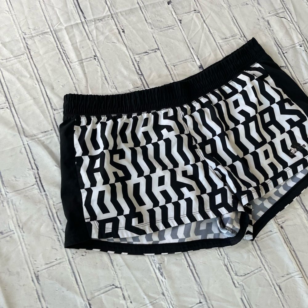 Adidas Athletic Running Shorts Women’s Black White L Stretch Streetwear Sports - Picture 3 of 12